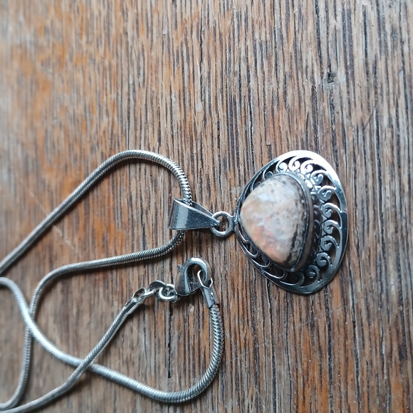 Mexican Fire Opal and silver chain - Picture 5 of 11